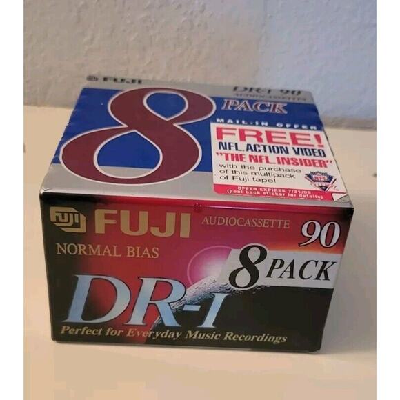 Fuji DR-I 90 Minute Blank Audio Cassette Tapes Set of 8 Normal Bias Never Opened - Picture 6 of 6